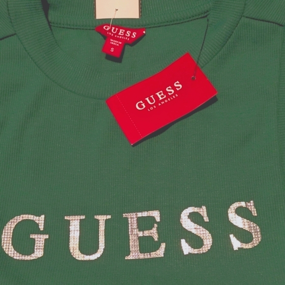 NWT - GUESS Eliza Rhinestone Logo Tank Top - Picture 3 of 7